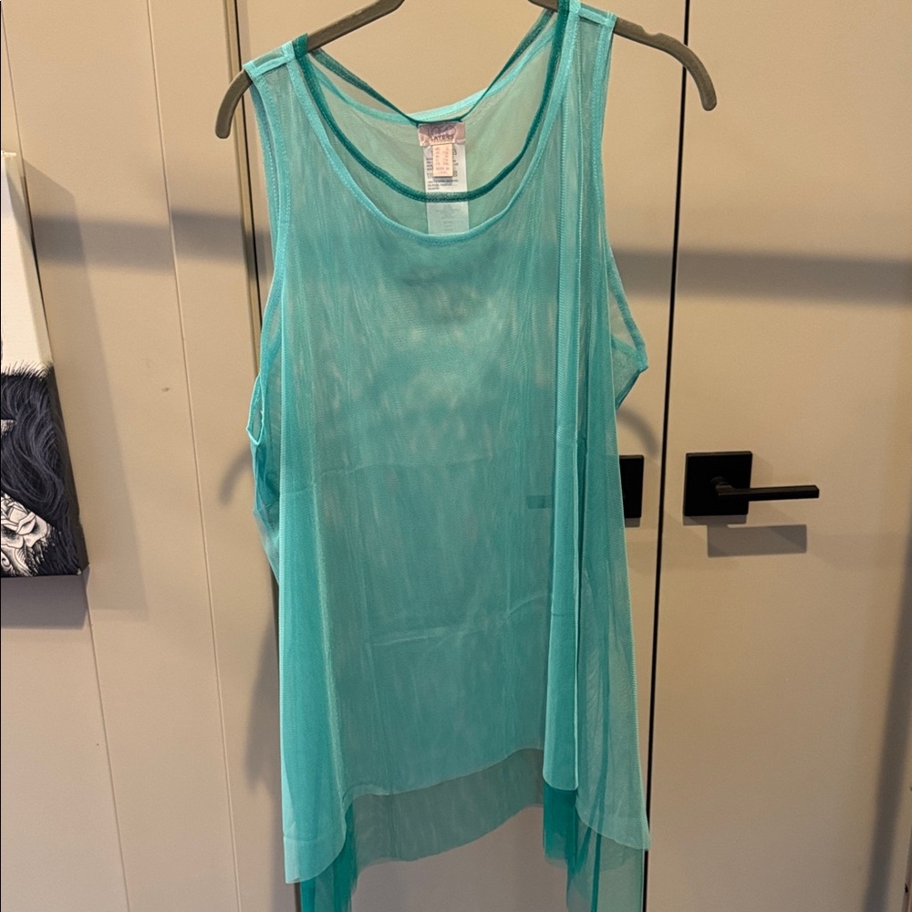 LOGO by Lori Goldstein Teal Double Layered Tulle Tank Sz 1X Never Worn